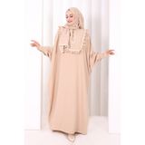 Bym Fashion Şallı Fırfırlı Elbise 6088 Taş - Standart