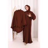 Bym Fashion Sufleli Namaz Elbisesi 6034 Kahverengi - Standart