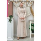 Bym Fashion Taşlı Krep Dantel Elbise 3870 Taş - 42