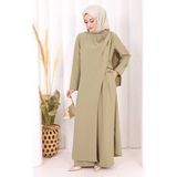 Bym Fashion Tek Omuz Gold Toka Detaylı Tunik Pantolon Takım 8698 Haki - 48
