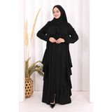 Bym Fashion Umre Yan Fırfır Detaylı Ferace Şal Hediye 7057 Siyah - 2