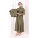 Bym Fashion Yaka Detaylı Ferace Elbise 7066 Haki - 3