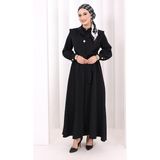 Bym Fashion Yaka Detaylı Ferace Elbise 7066 Siyah - 1
