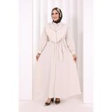Bym Fashion Yaka Detaylı Ferace Elbise 7066 Taş - 3