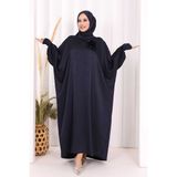 Bym Fashion Yarasa Kol Saten Elbise Şal Hediye 7054 Lacivert - Standart