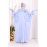 Bym Fashion Yarasa Kol Saten Elbise Şal Hediye 7054 Mavi - Standart