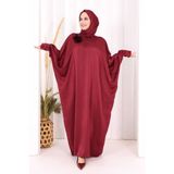 Bym Fashion Yarasa Kol Saten Elbise Şal Hediye 7054 Mürdüm - Standart