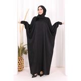 Bym Fashion Yarasa Kol Saten Elbise Şal Hediye 7054 Siyah - Standart