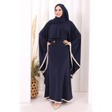 Bym Fashion Yarasakol Biyeli Elbise Şal Hediyelidir 7068 Lacivert - Standart