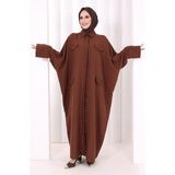 Bym Fashion Yarasakol Elbise 7071 Kahverengi - Standart