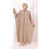 Bym Fashion Yarasakol Elbise 7071 Vizon - Standart