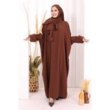 Bym Fashion Yarasakol Elbise Şal Hediyeli 2398 Kahverengi - Standart