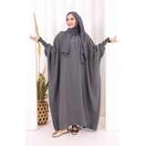 Bym Fashion Yarasakollu Elbise 6077 Antrasit - Standart