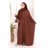 Bym Fashion Yarasakollu Elbise 6077 Kahverengi - Standart