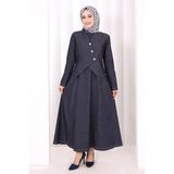 Bym Fashion Yelekli Denim Elbise 6081 Lacivert - 3