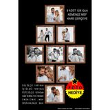 bymat 9 Adet 10x10 Çerçeve - Kemençe Çerçeve - Mdf Kare Çerçeve - Çoklu Foto Çerçeve Seti