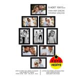 bymat 9 Adet 10x15 Çerçeve - Siyah Çerçeve - Mdf Mini Çerçeve - Çoklu Fotoğraf Çerçeve