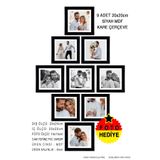 bymat 9 Adet 20x20 Çerçeve - Siyah Çerçeve - Mdf Kare Çerçeve - Çoklu Foto Çerçeve Seti