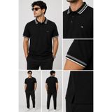 BYMEN ERKEK GİYİM Erkek Siyah Slim Fit Polo Yaka Kısa Kollu Tişört