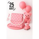 Bymeyla 25 Adet Konsept Özel Tasarım Pembe Puantiyeli Desenli Hediye Kutusu Çanta Boş Karton Hediye Paketi Hediyelik