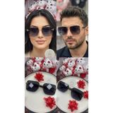 Bymiel Çerçevesiz Görünümlü Çift Köprülü Büyük Kare Unisex Güneş Gözlüğü - 01-Siyah