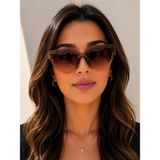 Bymiel Kadın Cat Eye Degrade Kahverengi Cam Şeffaf Kahve Çerçeve UV400 Güneş Gözlüğü - Acı Kahve