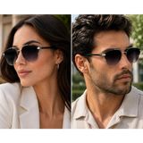 Bymiel Kadın Unisex Metal Çerçeve UV400 Korumalı Güneş Gözlüğü - 01-Siyah