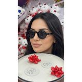 Bymiel Kemik Çerçeve Nostaljik Yuvarlak Camlı Güneş Gözlüğü - 01-Siyah