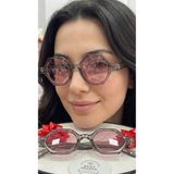 Bymiel Kemik Çerçeve Nostaljik Yuvarlak Camlı Güneş Gözlüğü - Gri