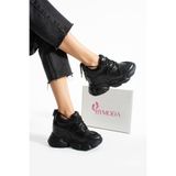 Bymoda Yeni Sezon Siyah Gizli Dolgu Topuklu Spor Ayakkabı Toplam Yüksekliği 10 CM