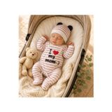 BYMURAT BABY 2'li Hastane Çıkışı Bebek Tulum Seti - Şapkalı I Love My Mom Baskılı