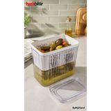 Bymyhand Plastik Çok Amaçlı Süzme Kabı Turşu Zeytin Peynir Yoğurt Süzme Kabı 2,2 Lt.