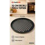 Bymyhand Teflon Kaplama Siyah Yanmaz Yapışmaz Pizza Tepsisi 32 Cm