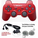 Byoztek Ps3 Dualshock Gamepad Yeni Nesil Kol Controller Oyun Kolu Ps3 + Pc + 1.5 mt Şarj Kablosu - Kırmızı