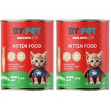Bypet Dana Etli Yavru Kedi Yaş Kedi Maması 1 Adet -400 Gram Konserve 2li paket