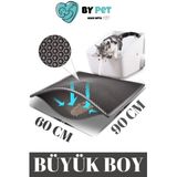 BYPET Gri Büyük Boy Elekli Kedi Tuvalet Önü Paspası 90x60cm