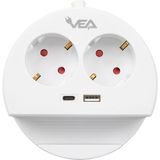 BYR Vea Ve- G1102C 2li USB + Type-C Girişli Telefon Standlı 1.5 Metre Grup Priz Byr [byrtek]