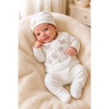 BYS BABY FASHION %100 Pamuklu Kelebek Desenli 5 Parça Yenidoğan Kız Bebek Hastane Çıkış Seti (Kutulu ) 0-3 AY