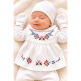 BYS BABY FASHION Mevsimlik Pamuklu 5 Parça Yenidoğan Kız Bebek Hastane Çıkış Zıbın Seti 0-3 Ay Arası Kullanım Uygundur