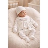 BYS BABY FASHION Mevsimlik Pamuklu Yenidoğan Kız Bebek Hastane Çıkış Zıbın Seti 5'li Kutulu / 0-3 Ay Çiçek Nakışlı