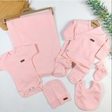 BYS Ticaret 7'li Kız Bebek Pamuklu Organik Hastane Çıkış Seti / Dört Mevsim Kullanıma Uygundur - 00406 Pembe - 0 - 3 Ay