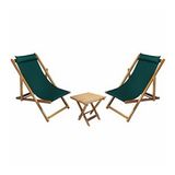 Bysay Ahşap Katlanabilir Taşınır Şezlong. Plaj, Bahçe, Teras, Balkon Şezlongu. 3 Lü Set (haki)