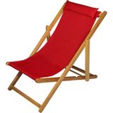 BYSAY AHŞAP KATLANABİLİR TAŞINIR ŞEZLONG. PLAJ, BAHÇE, TERAS, BALKON ŞEZLONGU. (KIRMIZI)