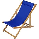 Bysay Ahşap Katlanabilir Taşınır Şezlong. Plaj, Bahçe, Teras, Balkon Şezlongu. (mavi)