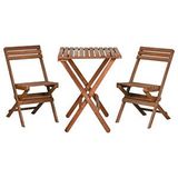 BySay Ahşap Katlanır 3 Lü Bistro Set Mutfak Balkon Bahçe Teras Masa Sandalye Seti, Mindersiz Ahşap Rengi