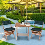 BySay Bysay Ahşap Katlanir Puf Minderli 3 Lü Bistro Set Bahçe Takimi (naturel-yeşil) Ahşap Rengi