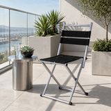 Bysay Metal Modern Balkon Mutfak Sandalyesi Kamp Sandalyesi Tabure - 000-Siyah