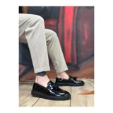 Byshoes BA0005 Bağcıksız Yüksek Taban Siyah Rugan Klasik Püsküllü Corcik Erkek Ayakkabısı BA0005-SYHRS