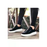 Byshoes BA0310 BOA Kalın Yüksek Taban Fermuarlı Siyah Beyaz Erkek Ayakkabı
