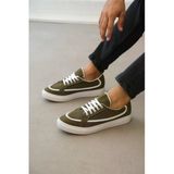 Byshoes BA0351 BOA Bağcıklı Deri Tozu Günlük Yeşil Renk Spor Ayakkabı